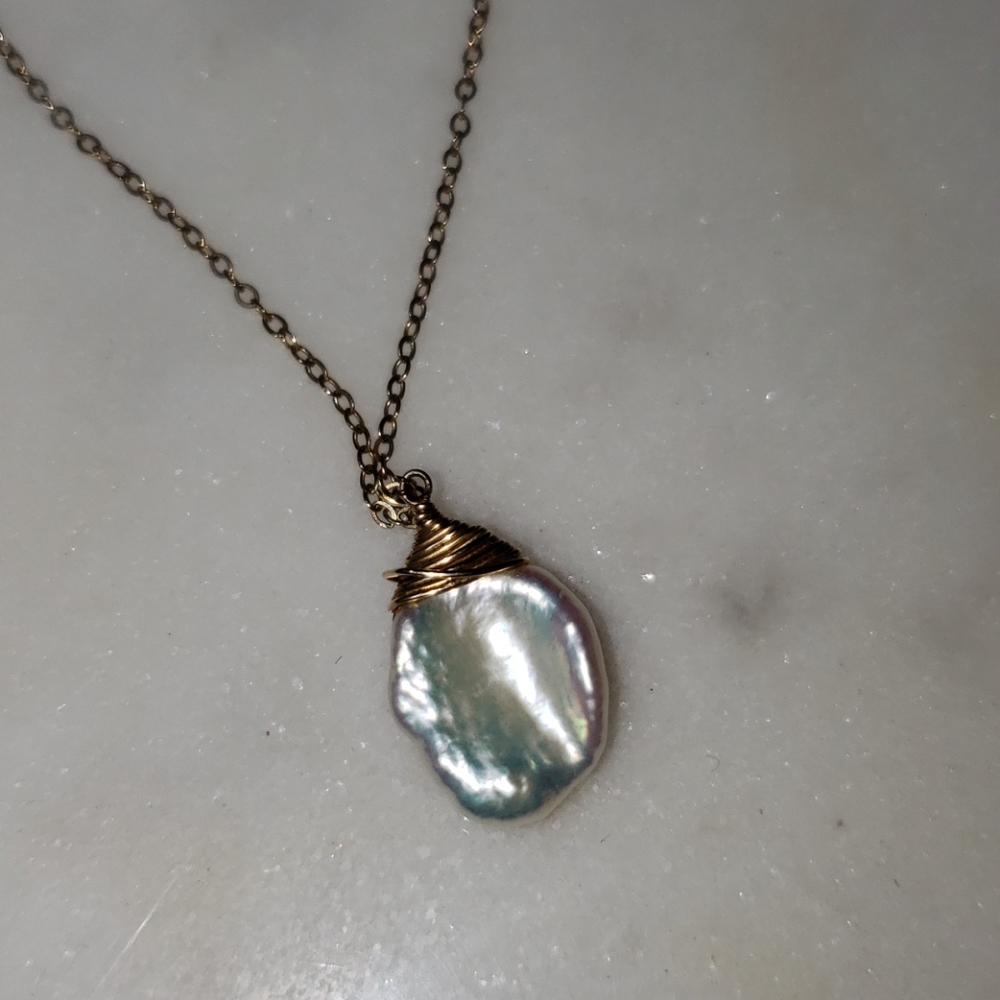 Natural pearl necklace with 20" chain - Picture 7 of 8